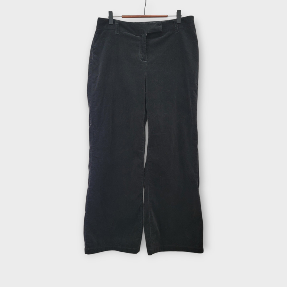 Chicos Velvet Wide Leg Pants Size 1 (Medium/8)‎ Black Mid Rise Stretch